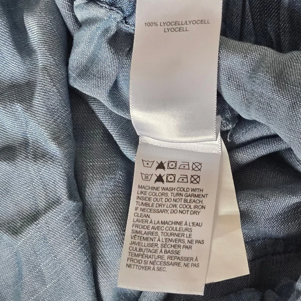 Shorts Womens Lucky Brand Blue Lyocell Paperbag Waist Tie Front Light Wash Large